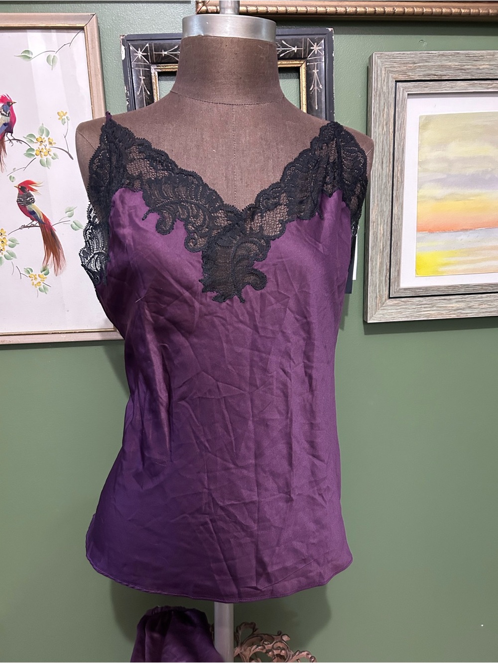 Purple  Lace Trim Cami and shorts Natori medium